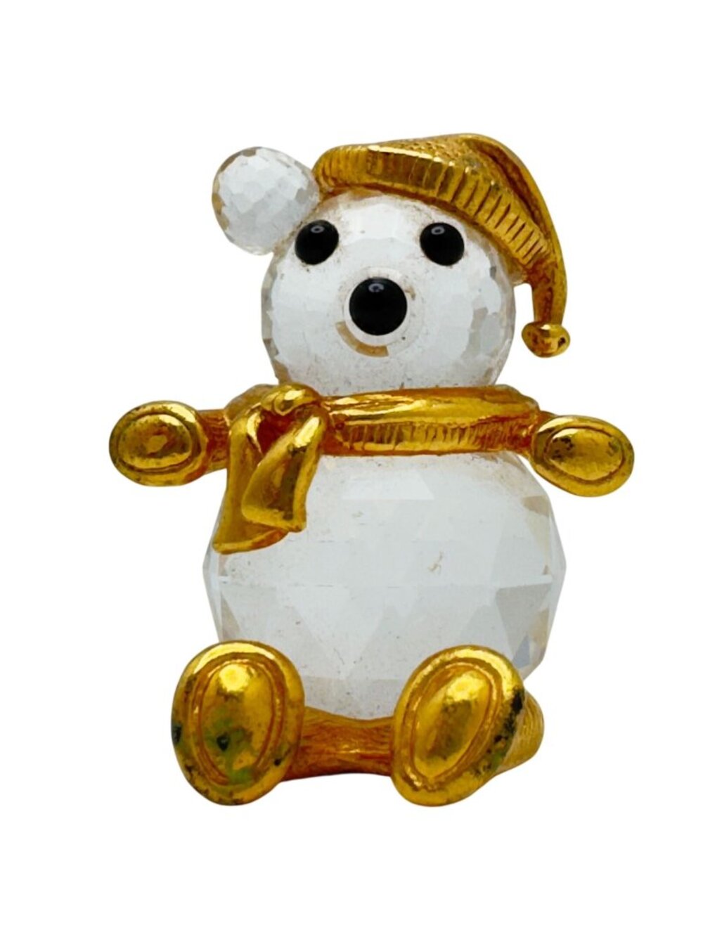 Swarovski Crystal Trimlite Faceted Teddy Bear Gold-Plated 1980s Figurine 1.25